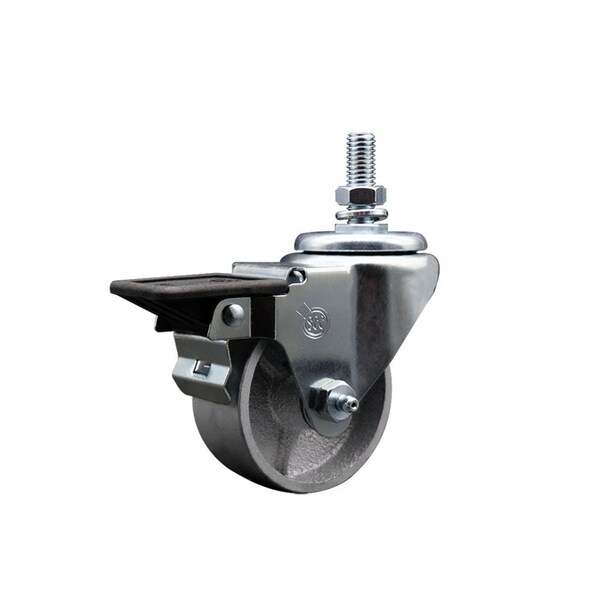 3 Inch Semi Steel 10 MM Threaded Stem Caster with Brake